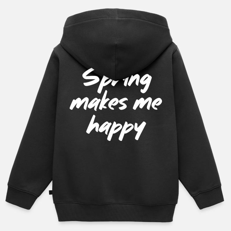 Le printemps me rend heureux - Sweat Premium à capuche zippé enfant bio - noir