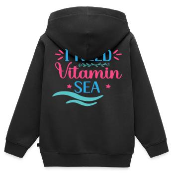 J’ai besoin de Vitamin Sea - Sweat Premium à capuche zippé enfant bio - noir - Dos - AI Model Kid Male (0cm)