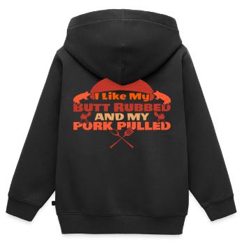 J’aime mes fesses frottées et mon porc tiré - Sweat Premium à capuche zippé enfant bio - noir - Dos - AI Model Kid Male (0cm)
