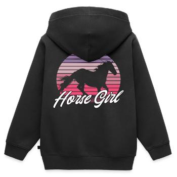 Horse Girl - Kinder Premium Organic Zip Hoodie - Schwarz - Hinten - AI Model Kid Male (0cm)
