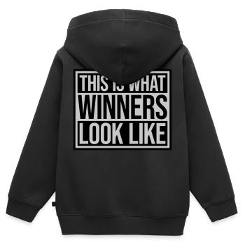 What Winners Look Like - Kinder Premium Organic Zip Hoodie - Schwarz - Hinten - AI Model Kid Male (0cm)