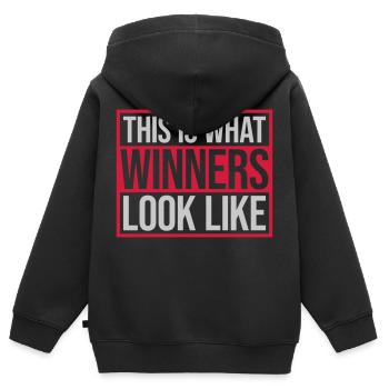 What Winners Look Like - Kinder Premium Organic Zip Hoodie - Schwarz - Hinten - AI Model Kid Male (0cm)