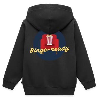 binge ready - Kinder Premium Organic Zip Hoodie - Schwarz - Hinten - AI Model Kid Male (0cm)