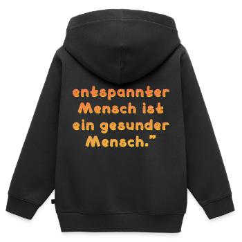 Entspannter Mensch Spruch - Kinder Premium Organic Zip Hoodie - Schwarz - Hinten - AI Model Kid Male (0cm)