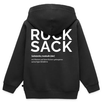 Rucksack Definition - Kinder Premium Organic Zip Hoodie - Schwarz - Hinten - AI Model Kid Male (0cm)
