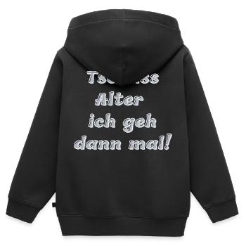 Tschüss Alter, ich geh dann mal - Kinder Premium Organic Zip Hoodie - Schwarz - Hinten - AI Model Kid Male (0cm)
