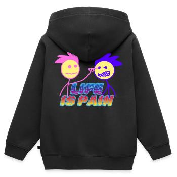 Das Leben ist Schmerz - Kinder Premium Organic Zip Hoodie - Schwarz - Hinten - AI Model Kid Male (0cm)
