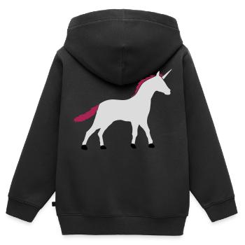 Ombre contour de silhouette de licorne - Sweat Premium à capuche zippé enfant bio - noir - Dos - AI Model Kid Male (0cm)