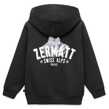 Zermatt Schweizer Alpen - Kinder Premium Organic Zip Hoodie - Schwarz - Hinten - AI Model Kid Male (0cm)