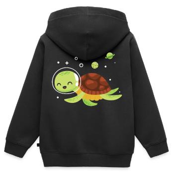 Drôle de tortue de mer Tortue de mer Eau de mer - Sweat Premium à capuche zippé enfant bio - noir - Dos - AI Model Kid Male (0cm)