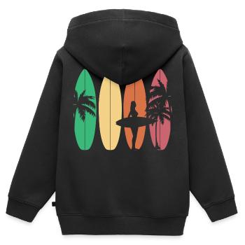 Surfing Surfboard Surfer Geschenksidee - Kinder Premium Organic Zip Hoodie - Schwarz - Hinten - AI Model Kid Male (0cm)