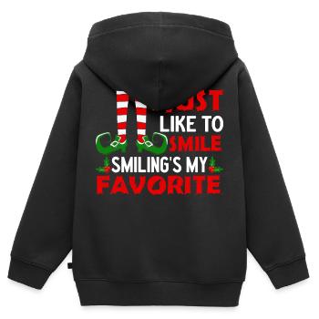 4 J’aime juste sourire en souriant mon préféré - Sweat Premium à capuche zippé enfant bio - noir - Dos - AI Model Kid Male (0cm)
