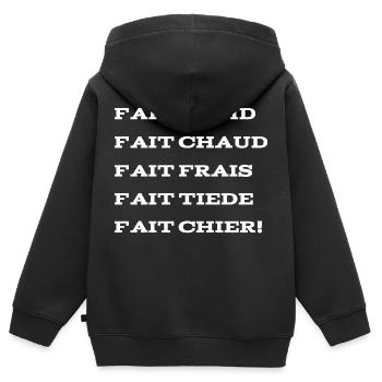Fait froid fait chaud humour - Sweat Premium à capuche zippé enfant bio - noir - Dos - AI Model Kid Male (0cm)