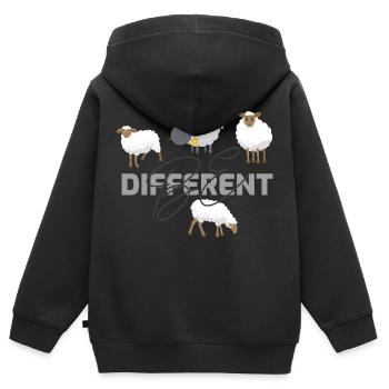 Be different - Kinder Premium Organic Zip Hoodie - Schwarz - Hinten - AI Model Kid Male (0cm)