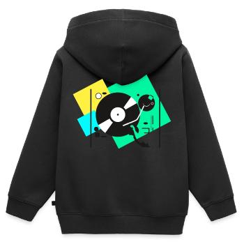 colorful turntables - Kinder Premium Organic Zip Hoodie - Schwarz - Hinten - AI Model Kid Male (0cm)
