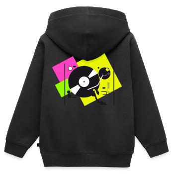 colorful turntables3 - Kinder Premium Organic Zip Hoodie - Schwarz - Hinten - AI Model Kid Male (0cm)