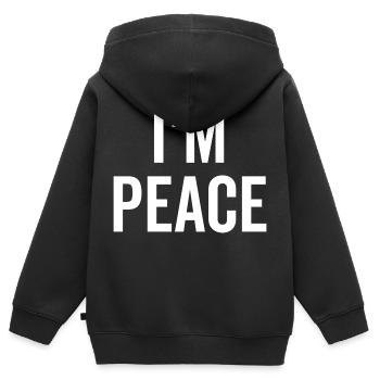 Ich bin Frieden - Kinder Premium Organic Zip Hoodie - Schwarz - Hinten - AI Model Kid Male (0cm)