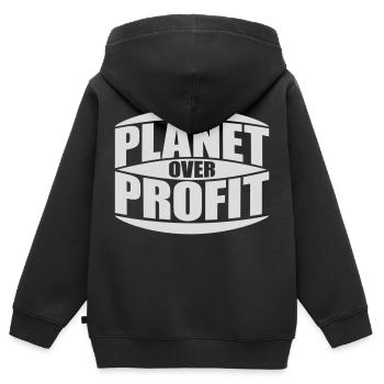 Planète sur le devis de profit - Sweat Premium à capuche zippé enfant bio - noir - Dos - AI Model Kid Male (0cm)