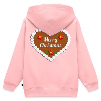 Frohe Weihnachten Lebkuchenherz Geschenk - Kinder Premium Organic Zip Hoodie - Rosa - Hinten - AI Model Kid Female (0cm)