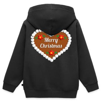 Frohe Weihnachten Lebkuchenherz Geschenk - Kinder Premium Organic Zip Hoodie - Schwarz - Hinten - AI Model Kid Male (0cm)