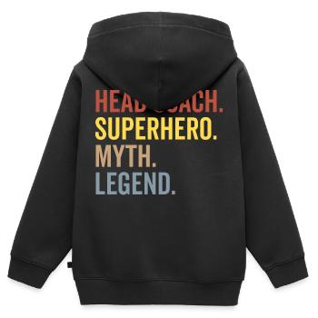 Entraîneur-chef Superhero Myth Legend - Sweat Premium à capuche zippé enfant bio - noir - Dos - AI Model Kid Male (0cm)