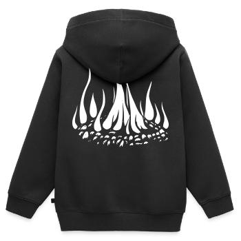 Lagerfeuer Camping Natur Wald Feuer draußen 9 - Kinder Premium Organic Zip Hoodie - Schwarz - Hinten - AI Model Kid Male (0cm)