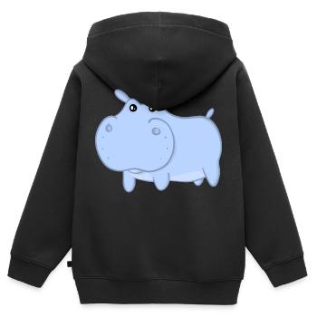 Henry das blaue Nilpferd - Kinder Premium Organic Zip Hoodie - Schwarz - Hinten - AI Model Kid Male (0cm)