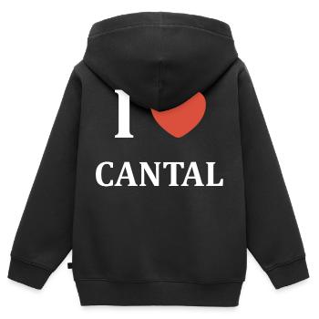 i love cantal - Sweat Premium à capuche zippé enfant bio - noir - Dos - AI Model Kid Male (0cm)