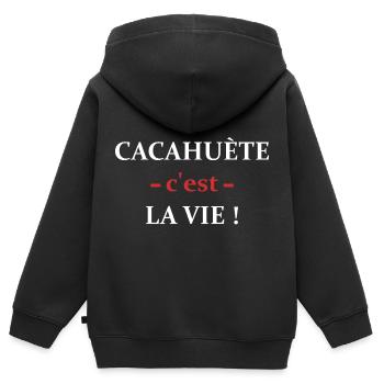 La cacahuète c'est la vie - Sweat Premium à capuche zippé enfant bio - noir - Dos - AI Model Kid Male (0cm)
