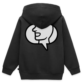 Icône Communiquer bulle de dialogue - Sweat Premium à capuche zippé enfant bio - noir - Dos - AI Model Kid Male (0cm)