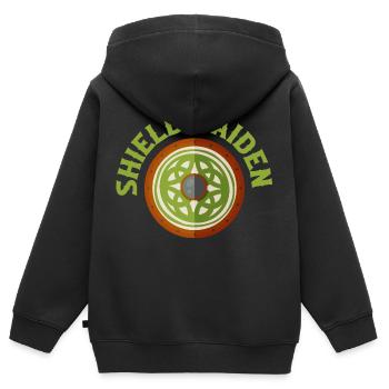 Shield Maiden Viking Norse - Kinder Premium Organic Zip Hoodie - Schwarz - Hinten - AI Model Kid Male (0cm)