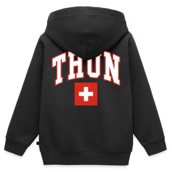 Pavillon suisse de Thoune - Sweat Premium à capuche zippé enfant bio - noir - Dos - AI Model Kid Male (0cm)