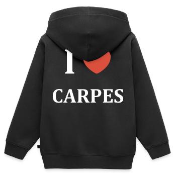 i love carpes - Sweat Premium à capuche zippé enfant bio - noir - Dos - AI Model Kid Male (0cm)