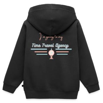 Time Travel - Kids Premium Organic Zip-up Hoodie - black - Back - AI Model Kid Male (0cm)
