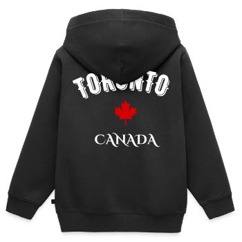 Toronto canada - Sweat Premium à capuche zippé enfant bio - noir - Dos - AI Model Kid Male (0cm)