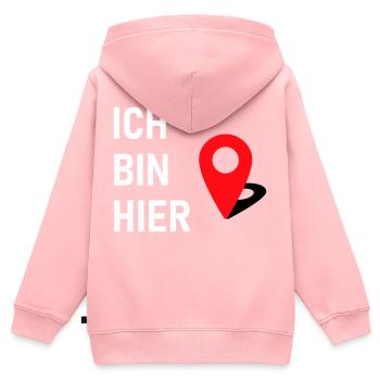 Ich bin hier 📍 - Kinder Premium Organic Zip Hoodie - Rosa - Hinten - AI Model Kid Female (0cm)
