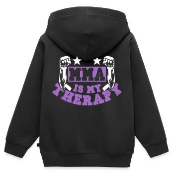 MMA Therapy - Kids Premium Organic Zip-up Hoodie - black - Back - AI Model Kid Male (0cm)