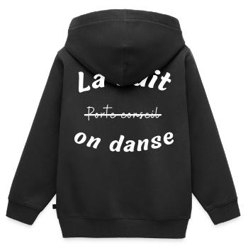La nuit on danse - Sweat Premium à capuche zippé enfant bio - noir - Dos - AI Model Kid Male (0cm)