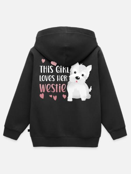 West Highland White Terrier Westie - Premium børne zip-hættetrøje økologisk - sort