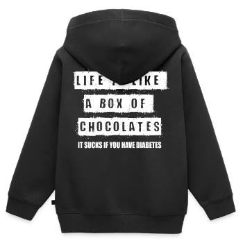 Diabetes lustige Sprüche - Kinder Premium Organic Zip Hoodie - Schwarz - Hinten - AI Model Kid Male (0cm)
