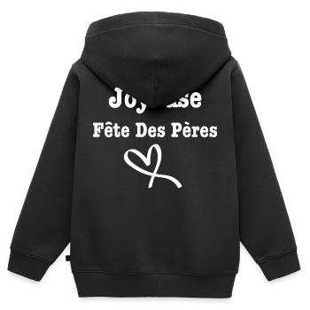 Joyeuse fête des pères - Sweat Premium à capuche zippé enfant bio - noir - Dos - AI Model Kid Male (0cm)
