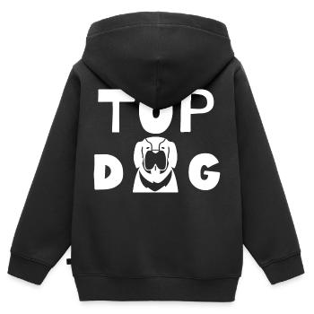 TOP DOG - Kinder Premium Organic Zip Hoodie - Schwarz - Hinten - AI Model Kid Male (0cm)