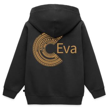 Für Eva - Kinder Premium Organic Zip Hoodie - Schwarz - Hinten - AI Model Kid Male (0cm)