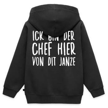 Ick Bin Der Chef Hier Von Dit Janze Berliner - Kinder Premium Organic Zip Hoodie - Schwarz - Hinten - AI Model Kid Male (0cm)