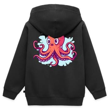 Calmar - Sweat Premium à capuche zippé enfant bio - noir - Dos - AI Model Kid Male (0cm)