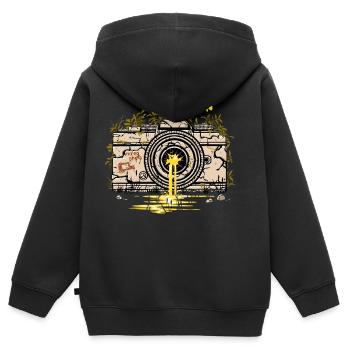 Kamera-Ruinen - Kinder Premium Organic Zip Hoodie - Schwarz - Hinten - AI Model Kid Male (0cm)