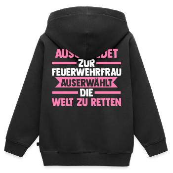 Feuerwehr Feuerwehrfrau - Kinder Premium Organic Zip Hoodie - Schwarz - Hinten - AI Model Kid Male (0cm)