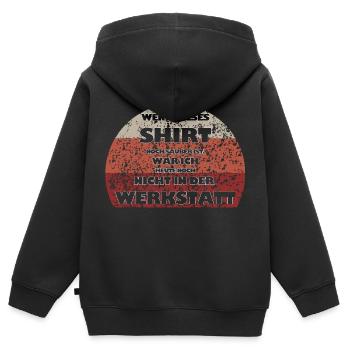 Wenn dieses Shirt noch sauber ist - Werkstatt - Kinder Premium Organic Zip Hoodie - Schwarz - Hinten - AI Model Kid Male (0cm)