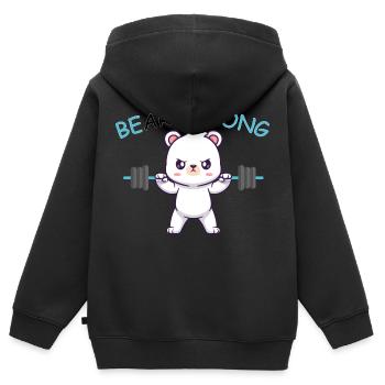 Bear Strong - Kinder Premium Organic Zip Hoodie - Schwarz - Hinten - AI Model Kid Male (0cm)