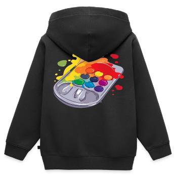 Palette de peinture n°2 - Sweat Premium à capuche zippé enfant bio - noir - Dos - AI Model Kid Male (0cm)